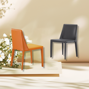 Chaise de salle à manger multifonctionnelle en cuir de selle en acier au carbone léger adaptée aux restaurants d'hôtel et à l'usage général - Product Image 4