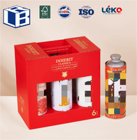 Boîte en carton ondulé personnalisée, emballage de bière en lot de 3, impression couleur intégrale, boîte cadeau en carton ondulé pour bouteille de bière