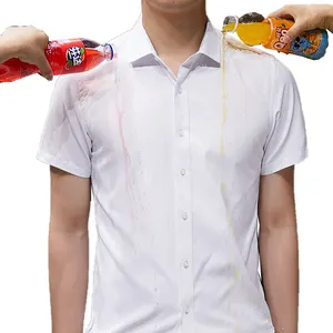 High Quality shirt men short Sleeve 66.7% Polyester 29.9% Viscose 3.4% Spandex formal water resistant dress shirts for men