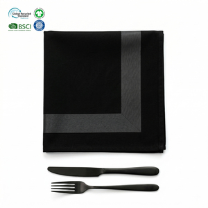 Serviettes en satin de coton noir doux et absorbant, 20x20 pouces, avec ourlet, réutilisables, pour la restauration, l'hôtellerie et la décoration d'événements. - Product Image 1