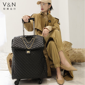 Maleta de Viaje Portátil Americana para <span class=keywords><strong>Mujer</strong></span>, Bolso para Portátil, Maleta de Cuero PU Negra Clásica, Tamaño de Cabina - Product Image 4