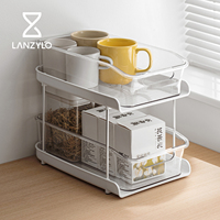 LANZYLO ODM Étagère de rangement multifonctionnelle en plastique à 2 niveaux PET+ABS pour cuisine, support à épices, gain de place pour comptoir et évier