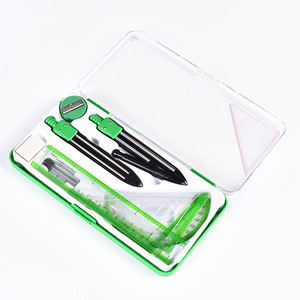 Taille-crayon, règle, gomme, compas, ensemble de papeterie de 9 pièces, ensemble d'outils de dessin de géométrie mathématique - Product Image 1