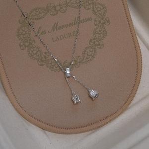 S925 Pure Silver Bell Orchid Pendant <b>Necklace</b> High-End <b>Sweet</b> Floral Tassel Collarbone Chain Female Niche Design Fashion Sweaters - Product Image 3