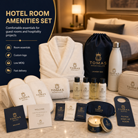 Set de Regalo de Bienvenida para Habitación de Hotel, Bata con Logotipo Personalizado, Pantuflas, Botellas Dispensadoras para Cuidado Personal, Botella de Agua, Toalla para Artículos de Hospitalidad
