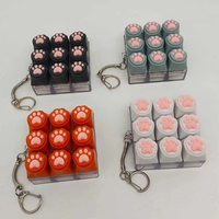 Cute Cat Paw Plastic Keycap Fidget Keychain 4 Keys Press Sound Decompression Toy Mechanical Keyboard Pendant Stress Relief Gift
