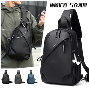 Men's Crossbody <b>Bag</b> Oxford Cloth Waterproof Chest <b>Bag</b> For Everyday Use Spring 2025 Gray <b>Black</b> Blue - Product Image 5