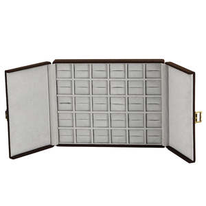 Sac de rangement portable pour bijoux à double ouverture avec inserts personnalisables et plateau organisateur de bijoux à nombre de compartiments ajustable - Product Image 6