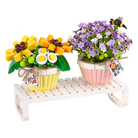 LOZ Assemblage de microparticules Simulation Jouet de construction Plante verte Ameublement de maison avec fleurs de cerisier Bouq de fleurs en pot