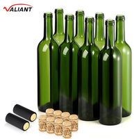 Bouteilles de vin de Bourgogne vert foncé personnalisées 750ml Forme ronde de feuille morte comprend du liège pour champagnes et vins 75cl 3L 4.5L 1L