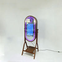 Cermin Oval Kayu Retro 40 inci untuk Photo Booth dengan Layar Sentuh 21,5 inci Tahan Air & Kontrol Nirkabel untuk Pernikahan dan Pesta
