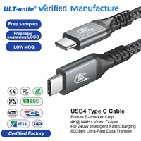 Câble USB4 tressé ULT-unite CE Twisted Pair USB C, prise en charge du transfert de données 80 Gbps, vidéo 4K 144 Hz, charge PD 240 W