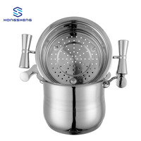 Nouveau produit 201 Pot à couscous en forme de ventre en acier inoxydable Pot à soupe vapeur à double couche avec poignée en acier inoxydable galvanisé