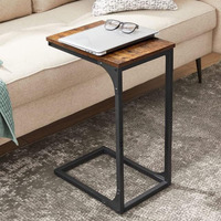 Table d'extrémité rustique en forme de C petite Table d'appoint pour canapé salon Table Console en bois
