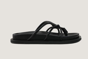 Fashion PUP Sandal Genuine Cow Leather Microfiber Midsole Lightweight Anti Slippery <b>Cushioning</b> <b>Slippers</b> EU 36-45 Black - Product Image 2