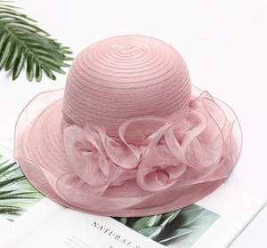 New Elegant <b>Wedding</b> Organza White Flower Fashion Women Ladies Church <b>Hats</b> Sinamay - Product Image 4