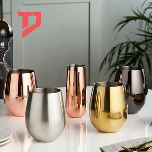 Custom Logo Metal Wine <strong>Tumblers</strong> Shot Glass 16oz 18oz Gold Copper Sliver Stainless Steel Stemless Wine Glass - Product Image 1