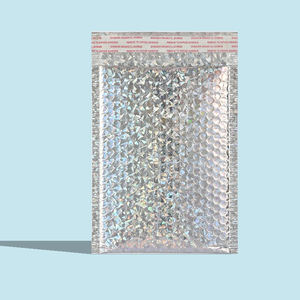 Sac d'emballage de beauté à bulles d'air épais et coloré avec revêtement laser argenté, 15x20+4CM, non toxique, 0,5 mil, imprimé sérigraphié - Product Image 1
