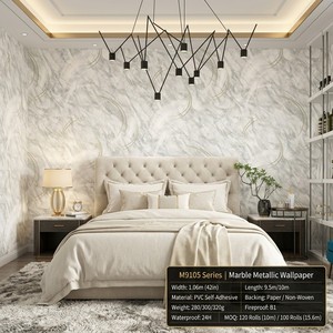 <span class=keywords><strong>Papier</strong></span> <span class=keywords><strong>Peint</strong></span> Luxe Moderne Effet Marbre Imperméable 1,06m Largeur Motif Arc Métallique Doré PVC Auto-Adhésif Décollable et Collable pour Chambre - Product Image 3