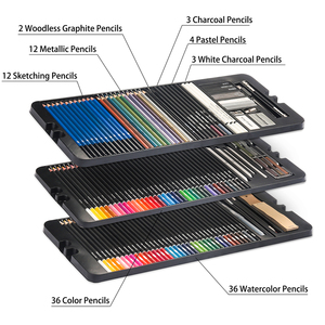 KALOUR marca vendita calda 142 pezzi <span class=keywords><strong>matite</strong></span> colorate matita per schizzi matita per acquerello Set da <span class=keywords><strong>disegno</strong></span> Kit per schizzi in scatola di cartone - Product Image 4