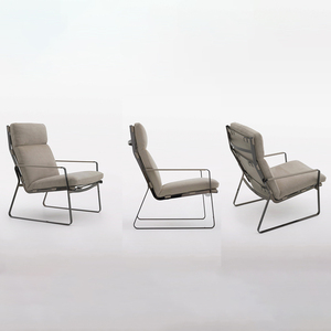 Fauteuil de lecture individuel d'appoint pour hall d'hôtel, style exécutif, avec structure métallique et sangle à boucle en <span class=keywords><strong>cuir</strong></span> véritable - Product Image 3