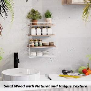 Étagères murales multifonctionnelles flottantes en fer blanc, doublement sculptées, style ferme, pour rangement d'épices, salle de bain, salon, garage, bijoux - Product Image 4