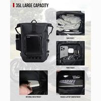 Sac à dos étanche robuste 35L à fermeture roll-top, texture fibre de carbone, bâche PVC 500D, système MOLLE, pour camping et moto, sac de rangement étanche