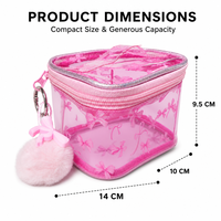 Pochette cosmétique transparente en PVC personnalisable avec pompon, mini trousse de maquillage mignonne, étanche pour le voyage