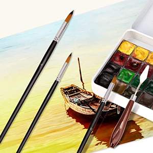 Pinceles de acuarela para artistas, juego de 9 pinceles de pintura redondos de diferentes tamaños, para acuarelas, acrílicos y tintas - Product Image 6