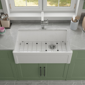 <span class=keywords><strong>Évier</strong></span> de cuisine en céramique Fireclay noir mat de 33 pouces, à encastrer, à cuve unique, avec plan de travail profond, style ferme - Product Image 1