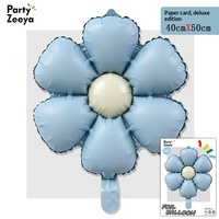 Décoration de fête d'anniversaire rétro avec fleurs en papier cartonné mat à six pétales, motif marguerite et ballon, pour arrangement floral.