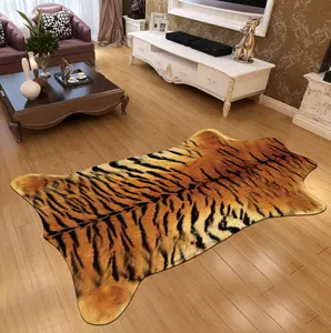 Custom Printed Floor Modern Faux Fur Tiger Rug Polyester Home Stair Carpets And Rugs Living Room