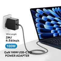 USB C PD Plug in dinding 100W, adaptor daya Cypress PD3.0 Chip dengan colokan Inggris catu daya untuk stasiun Dok