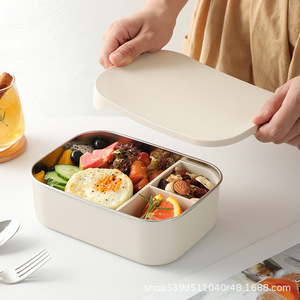 Hộp cơm trưa Bento cho trẻ em bằng thép không gỉ, hộp đựng thức ăn bằng kim loại lớn có 3 ngăn chia, hộp cơm trưa cho người lớn, không chứa BPA - Product Image 6