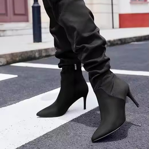 Mode femmes Sexy robe automne cuisse haute bout pointu Slouchy Stiletto talon haut sur le genou bottes longues chaussures - Product Image 4