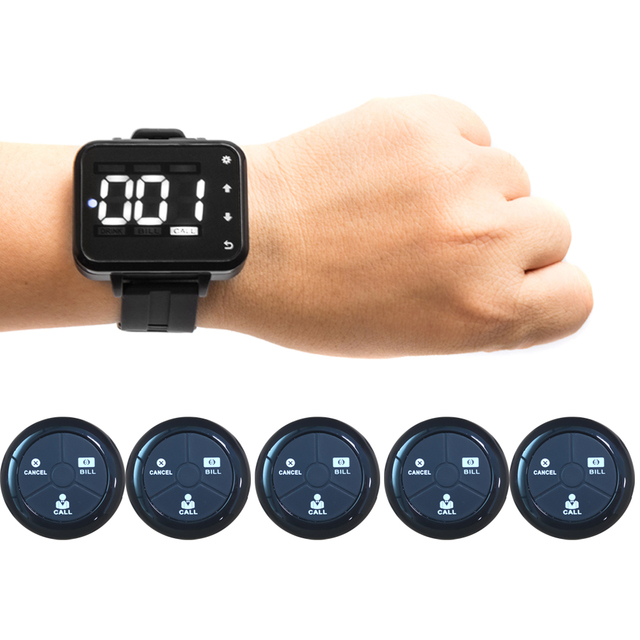 Classical Wireless Restaurant Guest Alert Buzzer with Watch Call Waiter System
