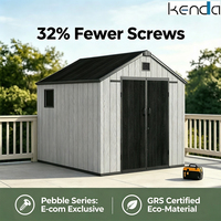 Caseta de Jardín KENDA Eco Resin de 8x8 pies, Material Reciclado con Certificación GRS, Garantía de 10 Años, Resistencia a los Rayos UV, Diseño Moderno para Almacenamiento