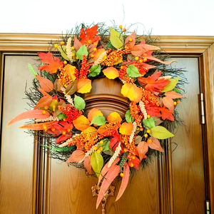 Thu hoạch lễ hội Vòng hoa mùa thu Vòng hoa trang trí lễ hội thu hoạch lá phong nho nho Vòng Hoa - Product Image 3