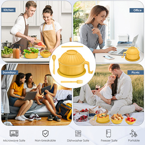 Juego de Tazones para Sopa Personalizados, Recipiente para Alimentos de Paja de Trigo Apto para Microondas, Tazón para Ramen Instantáneo con Tapete de Silicona, Cuchara y Palillos - Product Image 3