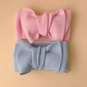 Bandeau en tricot de coton fait main avec double nœud, accessoire de cheveux mignon pour bébé, différents styles, nœud assorti à l'ensemble - Product Image 4