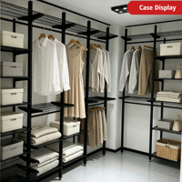 Armoire métallique, étagère de rangement ouverte, vestiaire, design pour chambre à coucher, combinaison de matériaux, accessoires, structure, multifonctionnel