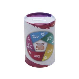 Renkli yuvarlak para kumbarası teneke paketlenmiş özel kasa Metal kumbara kutu - Product Image 5
