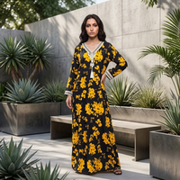 Nouvelle Collection – Abaya Vintage Noire en Polyester, Style Ample, Vente en Gros Usine, Robe Musulmane de Dubaï, Modeste, Longueur Cheville, Manches Longues, Arabie Saoudite
