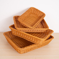 Panier de Rangement Moderne Rectangulaire en Plastique, Imitation Rotin, pour Aliments - Approvisionnement d'Usine pour Supermarché, Produits Secs, Présentation de Fruits