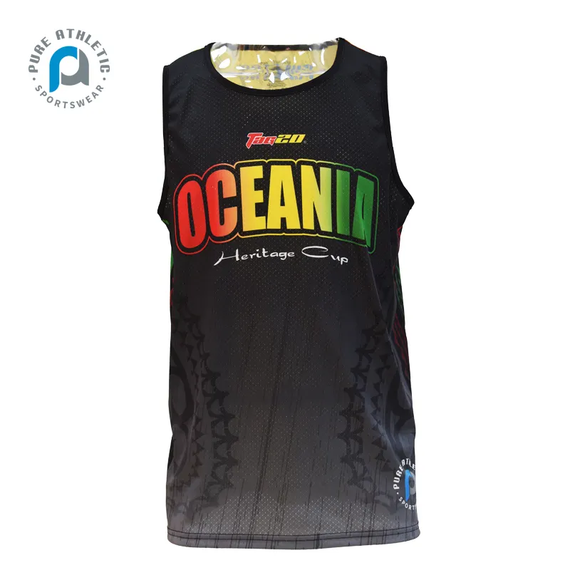 PURE personalizado de secado rápido de poliéster tag20 Tattoo Racerback para hombre camisola singlet Jersey chaleco camisa mujer Tank Top Cook Islands Set