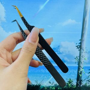 Pinset Bulu Mata Stainless Steel Berlian Merah Muda Pegangan Pinzette Aplikator Pinzette Volume Tinggi Pinset Bulu Mata - Product Image 3