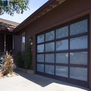 Porte de <span class=keywords><strong>garage</strong></span> en verre noir insonorisé antivol 16x8 à prix d'usine - Product Image 1