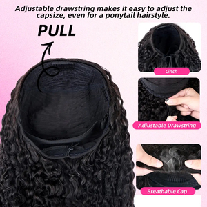 Demi-perruque en cheveux humains, densité 200, bouclée birmane, avec pointes bouclées en spirale, 3-en-1, sans couture, à porter sur le côté, sans colle - Product Image 3