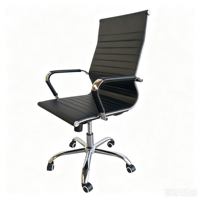 Chaise de bureau exécutive à dossier haut en cuir PU rayé, avec cadre en métal chromé, réglable en hauteur et pivotante, vente en gros d'usine