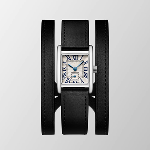 Women's <b>Rectangular</b> Dial Quartz <b>Watch</b> with Roman Numerals and Double Wrap Leather Strap for Daily Elegant Wear Longinesing - Product Image 1